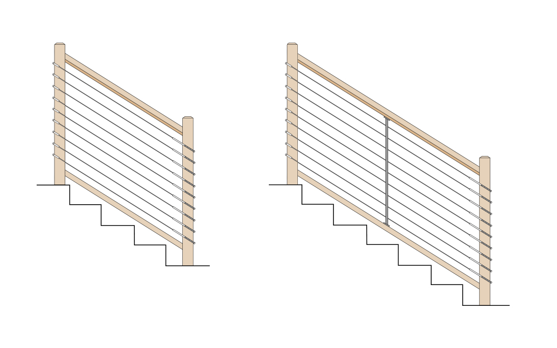 cable rail wood posts_0001_Stair Inside to inside v2